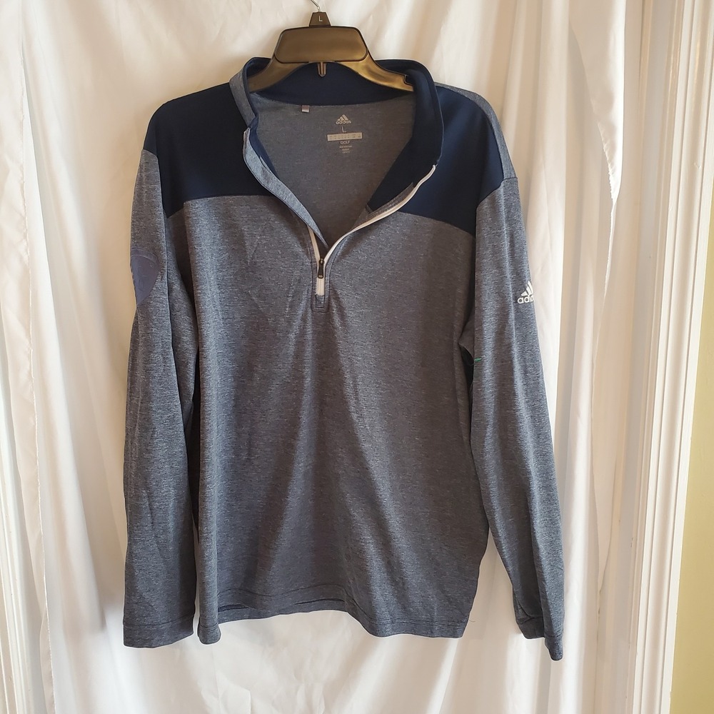 Adidas Golf Men's Shirt Size L‎ Blue 1/4 Zip Pullover Long Sleeve Kc Sporting